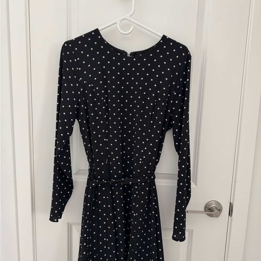 Xhilaration Black and White Long Sleeve Tie Front Dress